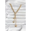 Mey İthalat® 316L Çelik Gold Renk Kelebek Sallantılı Kadın Kolye