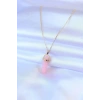 Mey İthalat® 316L Çelik Gold Renk Kristal Pembe Taş Model Kadın kolye