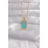 Mey İthalat® 316L Çelik Gold Renk Mavi Mineli Tarot Kolye
