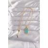 Mey İthalat® 316L Çelik Gold Renk Mavi Mineli Tarot Kolye