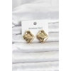 Mey İthalat® 316L Çelik Gold Renk Plaka Model Kadın Küpe