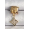 Mey İthalat® 316L Çelik Gold Renk Sallantı Zirkon Taşlı Çiçek İşlemeli Nomination Charm
