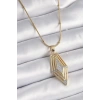 Mey İthalat® 316L Çelik Gold Renk Zirkon Taşlı Vintage Model Kadın Kolye