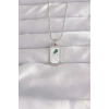 Mey İthalat® 316L Çelik Gümüş Renk Beyaz Mineli Tarot Kolye
