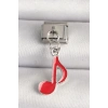Mey İthalat® 316L Çelik Gümüş Renk Kırmızı Müzik Nota Model Nomination Charm