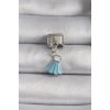 Mey İthalat® 316L Çelik Gümüş Renk Mavi Renk Sallantı Elbise Model Nomination Charm