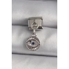 Mey İthalat® 316L Çelik Gümüş Renk Sallantı Zirkon Taşlı Göz Model Nomination Charm