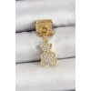 Mey İthalat® 316L Çelik Sallantılı Zirkon Taşlı Ayıcık Model Gold Renk Nomination Charm