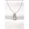 Mey İthalat® 316L Çelik Silver Renk Zirkon Taşlı Kalpli Fiyonk Kolye
