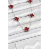 Mey İthalat® 316L Çelik Zincir Gümüş Renk Bordo Renk Yonca Kadın Kolye