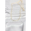 Mey İthalat® CM 14K Gold Renk Lazerli Yassı Model Zincirli 60 cm Kadın Kolye