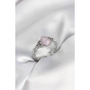 Mey İthalat® Gümüş Renk Pembe Damla Model Kadın Yüzük