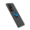 Mey İthalat®  Huawei P40 Kılıf Range Yüzüklü Silikon - Siyah-Mavi