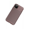 Mey İthalat®  iPhone 11 Pro Kılıf Auto Focus Karbon Kapak - Kahverengi