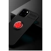 Mey İthalat®  iPhone 12 Kılıf Range Yüzüklü Silikon - Siyah-Kırmızı