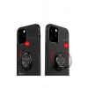 Mey İthalat®  iPhone 12 Kılıf Range Yüzüklü Silikon - Siyah-Mavi