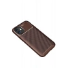 Mey İthalat®  iPhone 12 Mini Kılıf Auto Focus Karbon Kapak - Kahverengi