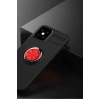 Mey İthalat®  iPhone 12 Mini Kılıf Range Yüzüklü Silikon - Siyah-Kırmızı