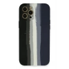 Mey İthalat®  iPhone 12 Pro Kılıf Ebruli Lansman Silikon - Siyah-Lacivert