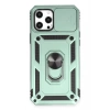 Mey İthalat®  iPhone 12 Pro Max Kılıf Pars Lens Yüzüklü Silikon - Yeşil