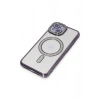 Mey İthalat®  iPhone 13 Kılıf Joke Simli Magneticsafe Kılıf - Derin Mor
