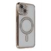 Mey İthalat®  iPhone 13 Kılıf Joke Simli Magneticsafe Kılıf - Gold