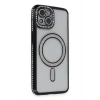 Mey İthalat®  iPhone 13 Kılıf Joke Simli Magneticsafe Kılıf - Siyah