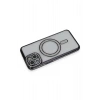 Mey İthalat®  iPhone 13 Kılıf Joke Simli Magneticsafe Kılıf - Siyah