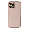 Mey İthalat®  iPhone 13 Pro Kılıf Coco Deri Silikon Kapak - Pembe