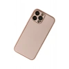 Mey İthalat®  iPhone 13 Pro Kılıf Coco Deri Silikon Kapak - Pudra