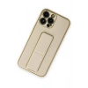 Mey İthalat®  iPhone 13 Pro Kılıf Coco Deri Standlı Kapak - Gold