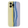 Mey İthalat®  iPhone 13 Pro Kılıf Ebruli Lansman Silikon - Sarı-Lila