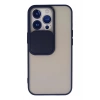 Mey İthalat®  iPhone 13 Pro Kılıf Palm Buzlu Kamera Sürgülü Silikon - Lacivert