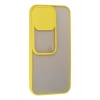 Mey İthalat®  iPhone 13 Pro Kılıf Palm Buzlu Kamera Sürgülü Silikon - Sarı