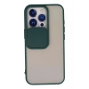 Mey İthalat®  iPhone 13 Pro Kılıf Palm Buzlu Kamera Sürgülü Silikon - Yeşil