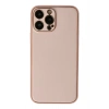 Mey İthalat®  iPhone 13 Pro Max Kılıf Coco Deri Silikon Kapak - Pudra