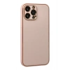 Mey İthalat®  iPhone 13 Pro Max Kılıf Coco Deri Silikon Kapak - Pudra