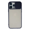 Mey İthalat®  iPhone 13 Pro Max Kılıf Palm Buzlu Kamera Sürgülü Silikon - Lacivert