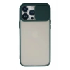 Mey İthalat®  iPhone 13 Pro Max Kılıf Palm Buzlu Kamera Sürgülü Silikon - Yeşil