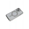 Mey İthalat®  iPhone 14 Kılıf Joke Simli Magneticsafe Kılıf - Gümüş