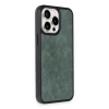 Mey İthalat®  iPhone 14 Pro Max Kılıf Aras Deri Kapak - Koyu Yeşil