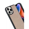 Mey İthalat®  iPhone 14 Pro Max Kılıf Aras Deri Kapak - Pudra