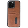 Mey İthalat®  iPhone 14 Pro Max Kılıf Sara Kartvizitli Deri Kılıf - Taba
