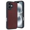 Mey İthalat®  iPhone 16 Kılıf Aras Deri Kapak - Bordo