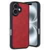 Mey İthalat®  iPhone 16 Kılıf Aras Deri Kapak - Kırmızı