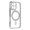 Mey İthalat®  iPhone 16 Kılıf Joke Simli Magneticsafe Kılıf - Gümüş