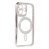 Mey İthalat®  iPhone 16 Kılıf Joke Simli Magneticsafe Kılıf - Pembe