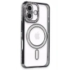 Mey İthalat®  iPhone 16 Kılıf Joke Simli Magneticsafe Kılıf - Siyah
