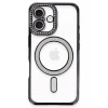Mey İthalat®  iPhone 16 Kılıf Joke Simli Magneticsafe Kılıf - Siyah