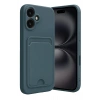 Mey İthalat®  iPhone 16 Kılıf Kelvin Kartvizitli Silikon - Koyu Yeşil